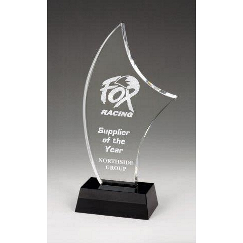 Optical Crystal Award On Black Base Ascot Vale Sports & Trophies